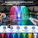 Antfraer Floating Fountain with LED Lights, RGB Pond Fountain with 1200GPH Pond Pump & 30FT Cord, 3 Water Spray Styles Aerator Pump Kit with Remote Control for Ponds, Lakes, Water Garden