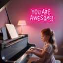 You Are Awesome Neon Sign 13x9in,Wall Decor for Girls Bedroom Class,Dimmable USB Pink Led Light for Wedding Birthday Party (YAS)