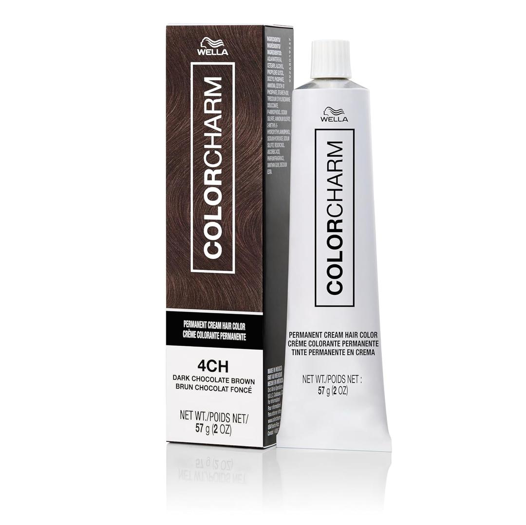 COLORCHARM Permanent Cream Hair Dye, Intense Natural, Cool Espresso Shades, 100% Gray Coverage, Vegan, Free of Phthalates & Parabens, 2 oz. (4CH Dark Chocolate Brown)