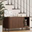 Cat Litter Box Enclosure with Cat Scratch Pad, Sliding Door, 37.4" Litter Box Enclosure Furniture Hidden Litter Box, Modern Indoor Cat House, TV Stand, Side End Table for Living Room, Walnut