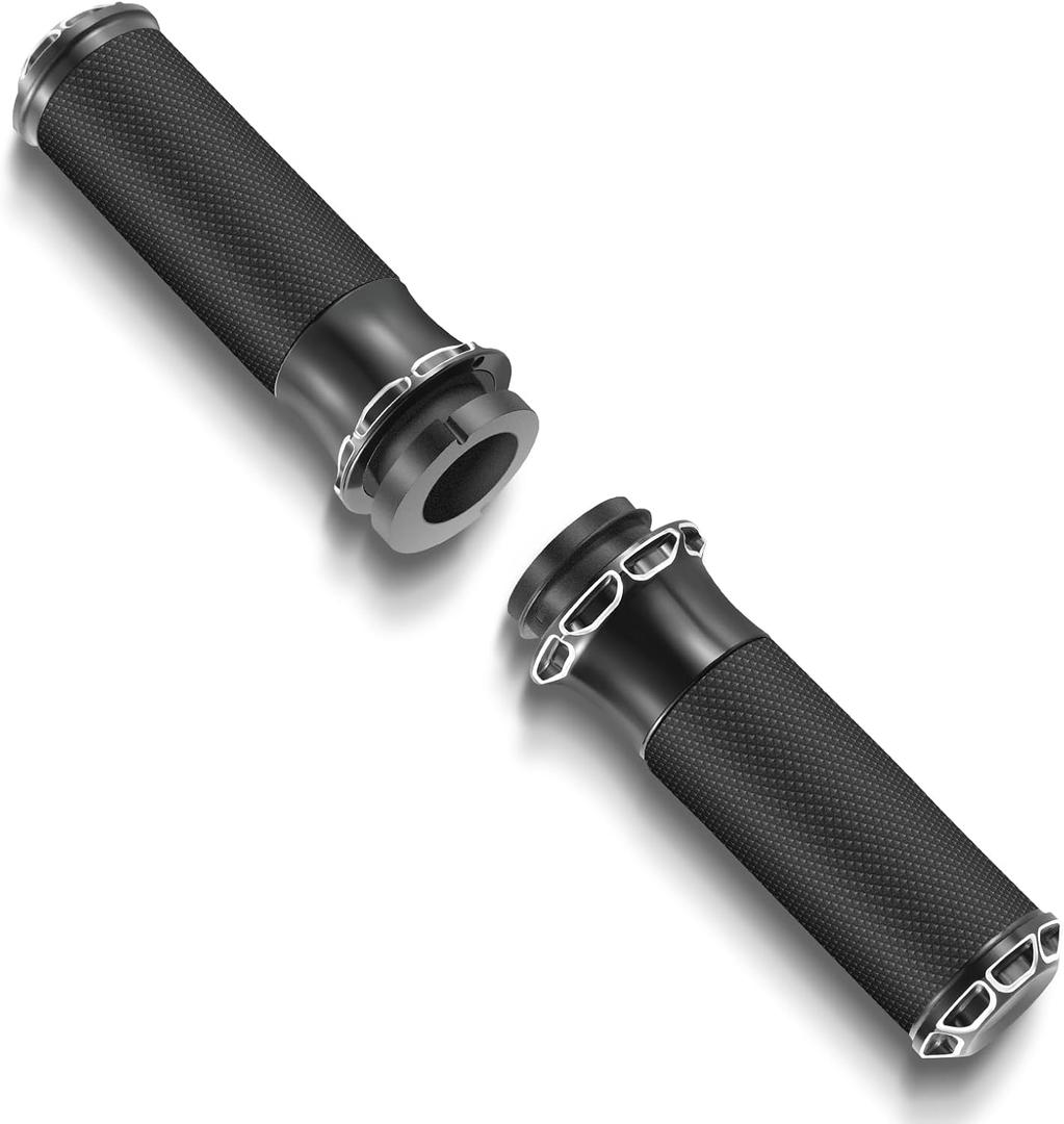Motorcycle Handlebar Grips 1" Black Street Glide Flhx Handgrip for Harley Davidson Touring Glides Electronic Throttle Grips 2008-2023 CNC Edge Cut