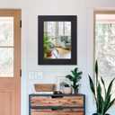 Black Vintage Rustic Wood Framed Wall Mirror Farmhouse Rectanglular Antique Decor Hanging Mirror for Bathroom Bedroom Living Room Entryway Large 20"x16"