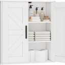 Homleke Bathroom Wall Cabinet, Over Toilet Storage Cabinet with Barn Doors and Adjustable Shelves, 3-Tier Medicine Cabinet Wall Mounted, for Bathroom, Kitchen, Entryway, Laundry Room, White, (7.9" D)