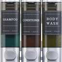 Shampoo and Conditioner Dispenser,Shower Soap Dispenser 3 Chamber No Drill Wall-Mounted for Bathroom & Hotel Leak-Proof Pumps, for Thick Liquids Like Conditioner - 1050ML High Capacity, Silver