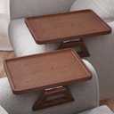 2 Pack Couch Arm Tray,Bamboo Folding Sofa Tray,Sofa Armrest Tray Clip-On Couch Desk for Drinks,Snacks,Phone,Remote Control（Brown）