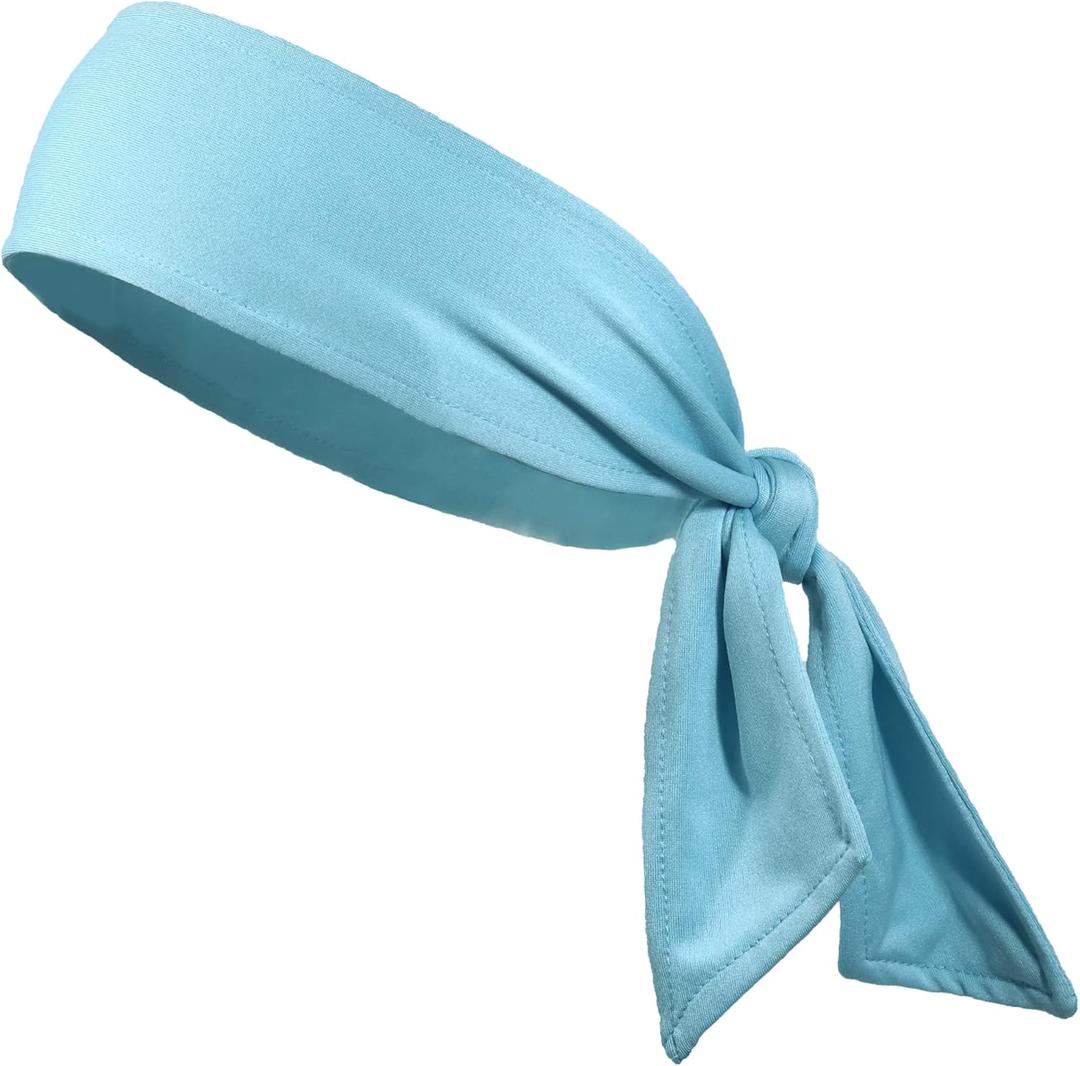 Headbands Tie on Headband for Women Men Running Athletic Hair Head Band Elastic Sports Sweat Basketball Sweatband Stetchy Yoga Workout Sweatbands Adjustable Non-Slip Moisture Wicking (Blue)