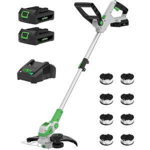SOYUS Weed Wacker Battery Powered 12 Inch Electric Weed Wacker 20v Cordless String Trimmer, 2 Pcs 2.0Ah Battery Weed Trimmer Edger, Lightweight Grass Trimmer with 8 Pcs Replacement Spools