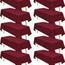 10 Pack Burgundy Tablecloths for 6ft Rectangle Tables 60 x 102 Inch - Polyester Table Cover Stain and Wrinkle Resistant Washable Fabric Table Clothes for Wedding Party Banquet Reception Restaurant