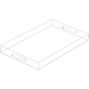 Clear Sturdy Acrylic Serving Tray with Handles 12x20x2H Inches -Spill Proof- Decorative Trays Countertop Organizer for Ottoman Coffee Table Nightstand, sidetable, Breakfast, Tea, Food