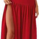 Women Tube Top Dress Tiger Stripe Mesh Patchwork Maxi Dress Strapless Sexy High Slit Long Dresses Party Clubwear (Large, Red)