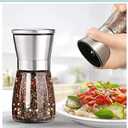 Ebaco Professional Pepper Grinder - with Germany Hardened Carbon Steel Mechanism Rotor, Refillable Pepper Mill 6OZ Glass Adjust Coarseness (1PCS-Sliver-304