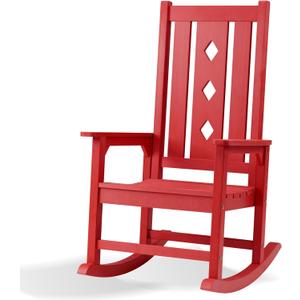 Oversized Rocking Chair, Outdoor Rocking Chair for Adults, All Weather Resistant Porch Rocker for Lawn Garden, 350lbs Weight Capacity (Rose Red)