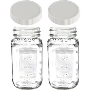 JARMING COLLECTIONS Glass Regular Mouth 24 oz Mason Jars with BPA Free Plastic Storage Lids - Made in USA - 24oz Mason Jars Regular Mouth 24 oz with Lids - Set of 2