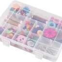 Exptolii 18 Grids Plastic Organizer Box with Dividers, Clear Compartment Container Storage for Beads Crafts Jewelry Fishing Tackles, Size 7.9 x 6.2 x 1.2 in