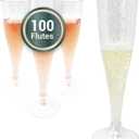 Reli. Champagne Flutes Plastic | 100 Pack | 4.5 oz - Silver Glitter | Premium Plastic Champagne Flutes | Party-Perfect for Celebrations