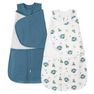 ZIGJOY Sleep Sack Swaddle 0.5 TOG Baby Wearable Blanket 100% Cotton Baby Swaddle Blanket for Newborns 0-6 Months for Boy Girl, Blue & Space (Small)