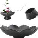 Flower Arranging Kit, 1 Set Lotus Flower Vase Dark Ceramic Flower Pot for Ikebana Floral Art, Fruit Dish Home Decoration