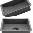 2-in-1 Dish Basin Set For Washing Dishes in Kitchen Sink, With Filter Basket Drain Hole Plug/Stopper,Multi-purpose and Portable Kitchen Cleaning Filter Basin,Plastic(ABS+PP),Gray,Nicmondo