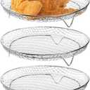 Elsjoy 3 Pack 8 Inch Round Air Fryer Racks, Stainless Steel Air Fryer Mesh Tray Stackable Dehydrator Racks, Fits 4.2-5.8 QT Air Fryers, Oven