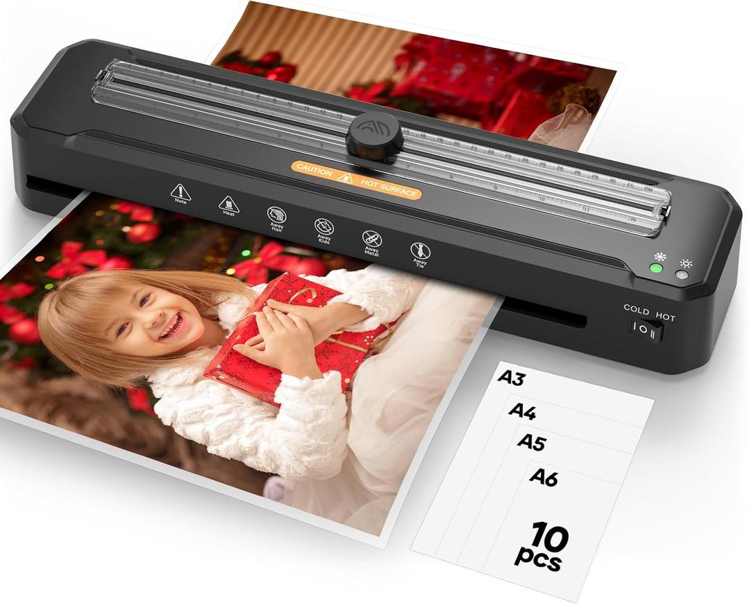 Laminator Machine 13-Inch,A3 Laminator Thermal with10 Laminating Sheets,Cold with Paper Trimmer, Home laminator High-Speed Jam-Free, Low-Noise Laminating Machine for Office School Business Restaurant