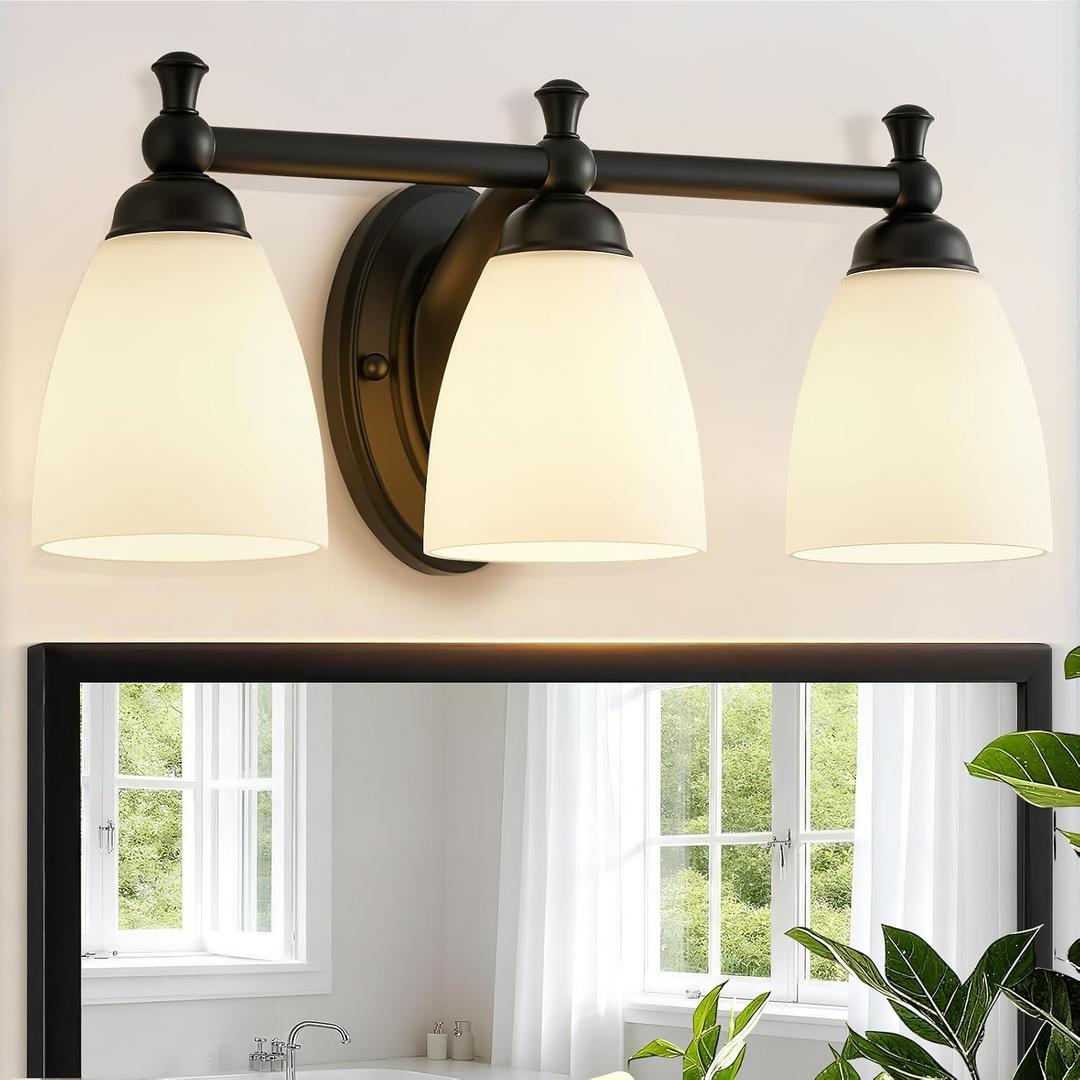 EJIAXIN Vanity Lights for Bathroom, 3-Light Modern Vanity Light Over Mirror Black Bathroom Light Fixture Bedroom Wall Sconces Lighting for Living Room Cabinet