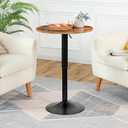 HOOBRO Bar Table, Height-Adjustable Round Pub Table 27-35.4 Inches with Sturdy Base, Modern Style, Easy to Assemble, Suitable for Small Space, Rustic and Black BF58BT01G1, 21.7"L x 21.7"W x 27"-35.4"H