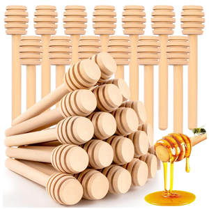 25Pcs Honey Dipper Sticks, Wooden Honey Dipper, 3 Inch Mini Honeycomb Stick, Honey Stirrer Stick for Jar Dispense Drizzle and Wedding Party Present