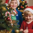 Bengal Cat Ornament | Hugging Candy Cane 2D Flat Acrylic Ornament - Cute Christmas Tree Decoration, Cat Lover Gifts 2025