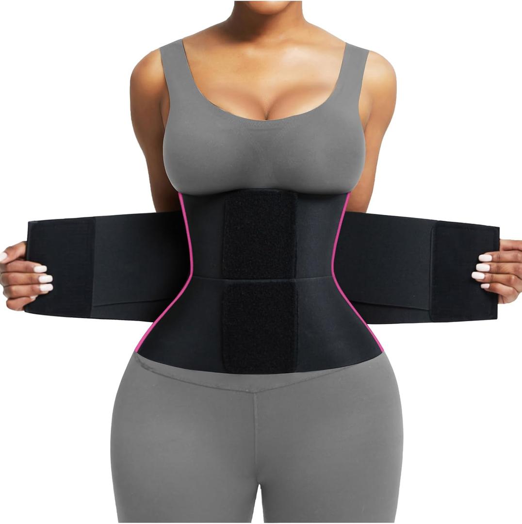 FeelinGirl Waist Trainer Belt Waist Cincher Trimmer Ab Belt Tummy Control Body Shaper with Triple Wrap Women and Men (Large, Purple)