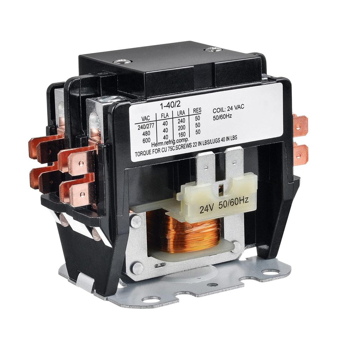 BOJACK 2 Poles FLA 40 Amp Coil 24 VAC Air Conditioner Condenser Compressor Contactor AC Definite Purpose Contactor BOJACK 2 Poles FLA 40 Amp Coil 24 VAC Air Conditioner Condenser Compressor Contactor AC Definite Purpose Contactor