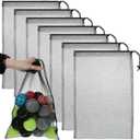 7PCS Small Mesh Bag,11.81 X 17.71 In Mesh Bags with Drawstring,Sturdy and Durable, Meshes Drawstring Bag, for Pool, Beach Ball,Toys Storage for Collecting,Travel,Sports,Gym, Black