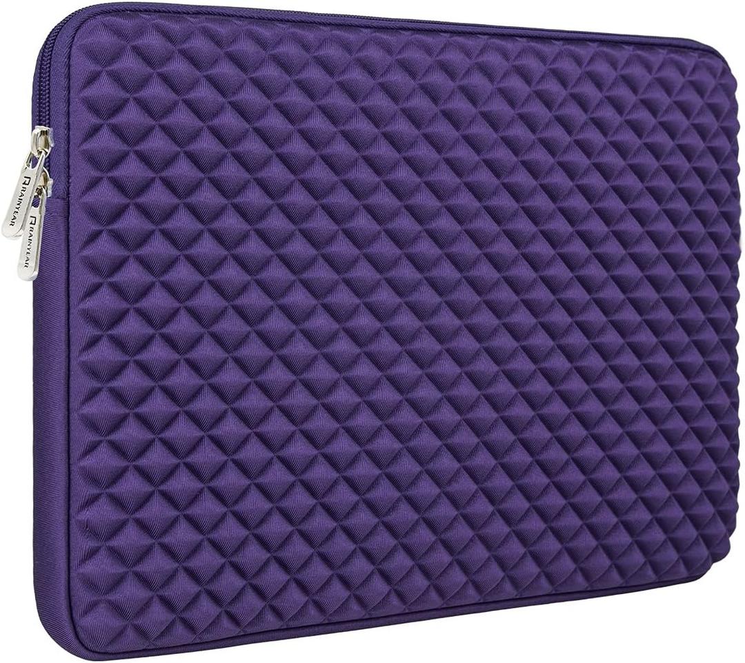 RAINYEAR 16 Inch Laptop Sleeve Diamond Foam Shock Resistant Protective Case Fluffy Lining Zipper Cover Carrying Bag Specially Compatible with New 16" MacBook Pro A2141 A2485 M1 M2 M3 M4(Purple)
