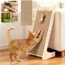 Natural Cork Cat Scratching Post-Cat Scratchers- Scratch Pads for Indoor-Cats Scratching Board-Cat ramp-cat Scratch Cardboard with Toy,Include 2 Pcs Replaceable Pads-Eco-Friendly Sustainable-Cat Gift
