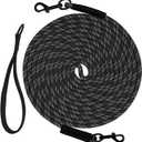 Taglory Dog Tie Out, Long Dog Leash 15FT 30FT 50FT 66FT, Recall Training Leash with 2 Swivel Hooks for Large Medium Small Breeds Walking, Camping, or Backyard, Black 30FT