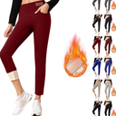 Fleece Lined Leggings Women with Pockets Warm Thick High Waisted Thermal Leggings Soft Wool Leggings Cold Weather size M
