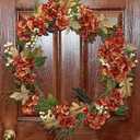 30" Artificial Fall Hydrangea and Berry On Natural Twig Wreath