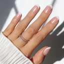 Glamnetic Press On Nails - Short Round Fake Nails, White French Tip Nails, She's A Pearl | 12 Sizes - 30 Nail Kit with Glue | Gift for Mom