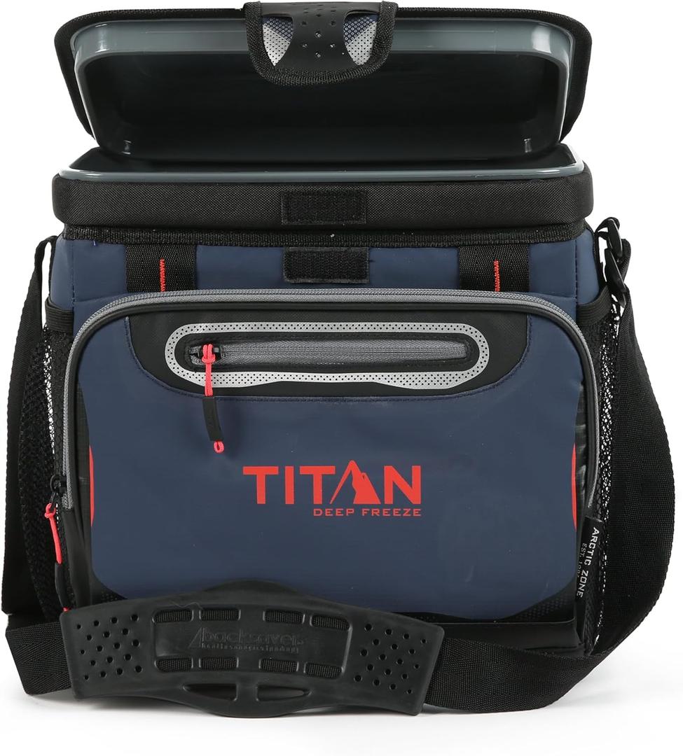 Titan Deep Freeze Coolers - Zipperless Hardbody Cooler - Deep Freeze Insulation, HardBody Liner, and SmartShelf (Navy Blue)