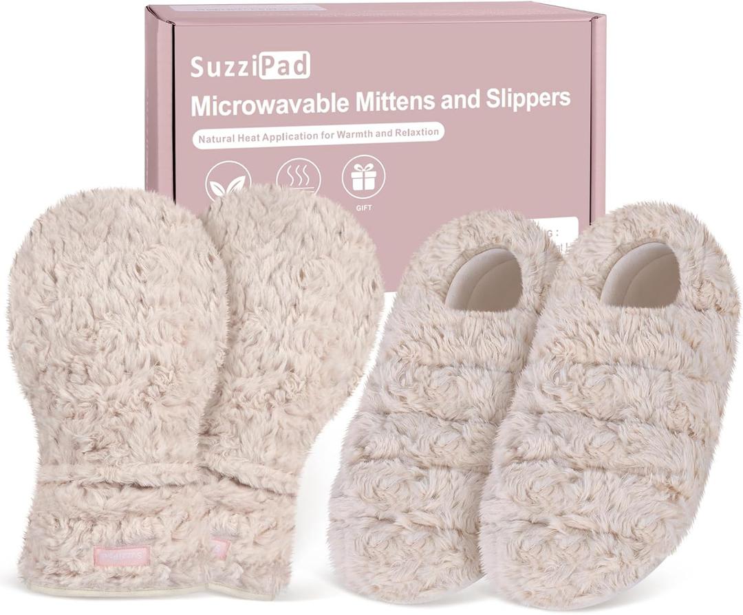 SuzziPad Microwavable Hand Warmers and Heated Slippers, Heated Hand Mitts and Feet Warmers for Fatigue and Discomfort, Cold Feet Reliever for Bed, Ideal Choice for Women & Men in Cold Day, L