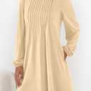 PRETTYGARDEN Fall Dresses for Women 2026 Long Sleeve Mini Short Flowy A Line Casual Holiday Party Tunic Dress Fashion Clothes (Beige, M)