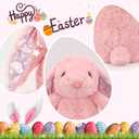 VANLINNY Easter Bunny Stuffed Animal, Pink Bunny Plush with Glitter Spot Long Ears, Huggable and Soft Rabbit Plush Toy, Easter Gifts for Kids, Xmas Birthday Gift for Boys, Girls and Toddlers