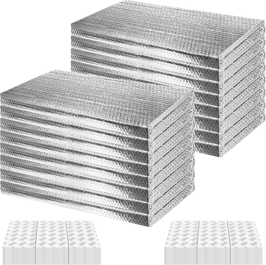 16P Garage Door Insulation Kit Panels 3MM 16x8FT for Double Garage Door, Pre-Cut Bubble Reflective Aluminum Foil Sheet 120 Tape, DIY Install Temperature Control Block Summer Heat & Winter Cold(24x48)