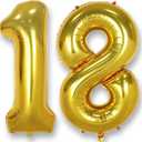 AULE 40 Inch Jumbo Gold Foil Mylar Number Balloons for Boy Girl 18th Birthday Party Decorations 18 Years Old Anniversary Party Supplies