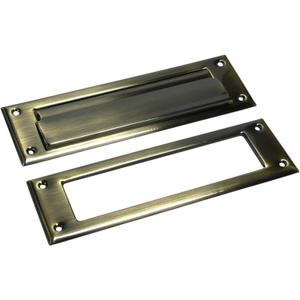 QCAA Solid Brass Mail Slot, with Solid Brass Interior Frame, 10" x 3", Antique Brass, 1 Pack, Made in Taiwan