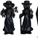 4Pcs Halloween Plague Doctor Figurine with Light-Up Skeleton in Coffin  Mini Gothic Resin Halloween Decorations for Tabletop, Mantel, Indoor Display Gifts for Indoor Home Decor