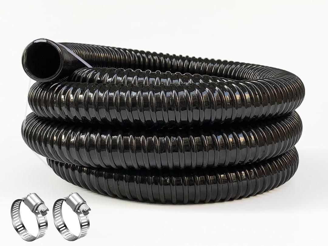1 1/2 Inch Pond Sump Pump Discharge Hose Corrugated Water Hose Black PVC Tubing 10Ft