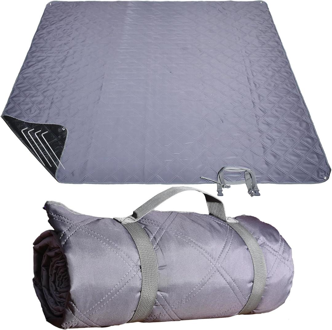 Waterproof Picnic Blanket 80 * 80 in Portable with Carry Strap for Beach Mat or Family Outdoor Camping Party, Park Blanket for Grass Park, Hiking, Travel (6'8" x 6'8" (Square), Grey)