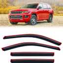 in-Channel Rain Guards for 2021-2026 Jeep Grand Cherokee L, Window Visor Shields Vent Deflector Shade Wind Dark Smoke 2022 2023 2024 2025 21 22 23 24 25 26, Tape-On Inside-Mount, 4PCS