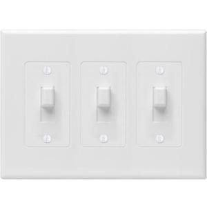 TayMac 2673W 3-Gang MASQUE Decorator Cover, Toggle, White