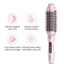 Thermal Brush, 1.7 inch Heated Round Brush with Detachable Head, Velvet Pouch and Dual Voltage for Travel, Easy to Create Blowout Look (Silver) (Pink)